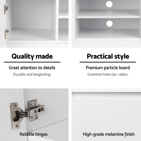 Artiss Anita 120cm White TV Cabinet with Slide-Out Drawers and Open Shelves — Allure Home Collections