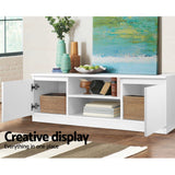 Artiss Anita 120cm White TV Cabinet with Slide-Out Drawers and Open Shelves — Allure Home Collections