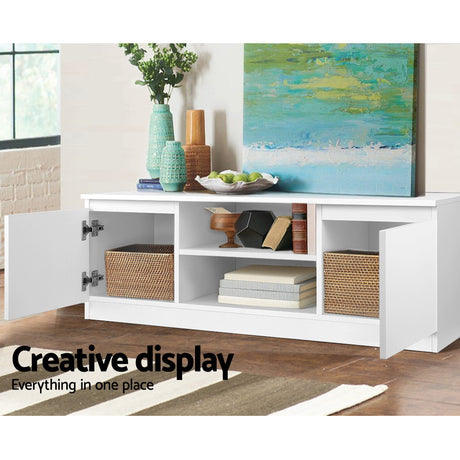 Artiss Anita 120cm White TV Cabinet with Slide-Out Drawers and Open Shelves — Allure Home Collections