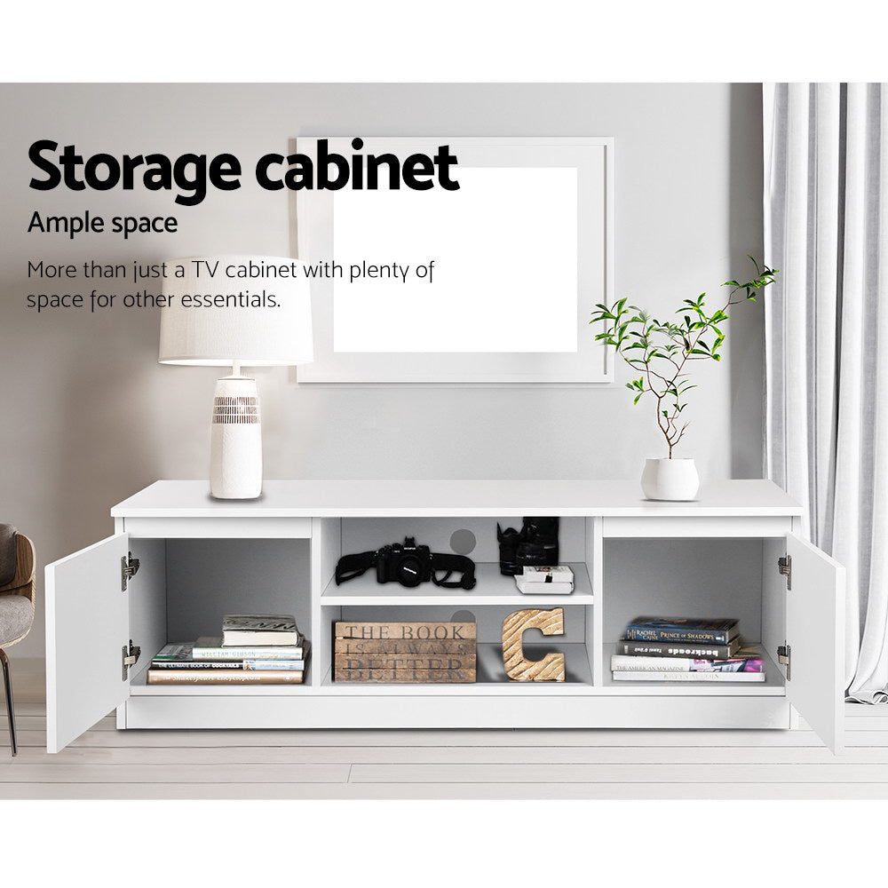 Artiss Anita 120cm White TV Cabinet with Slide-Out Drawers and Open Shelves — Allure Home Collections