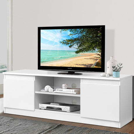 Artiss Anita 120cm White TV Cabinet with Slide-Out Drawers and Open Shelves — Allure Home Collections