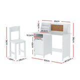 Fergus Kids Study Desk and Chair with Cabinet, White