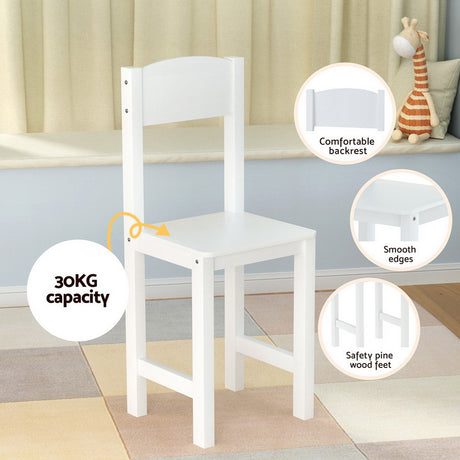 Kids Study Desk and Chair Set with Storage, White