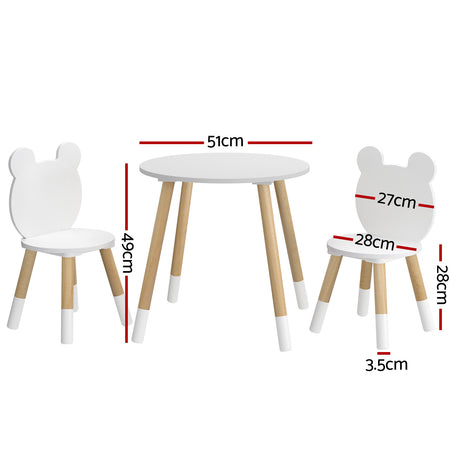 Kids Table and 2 Chairs Set, White