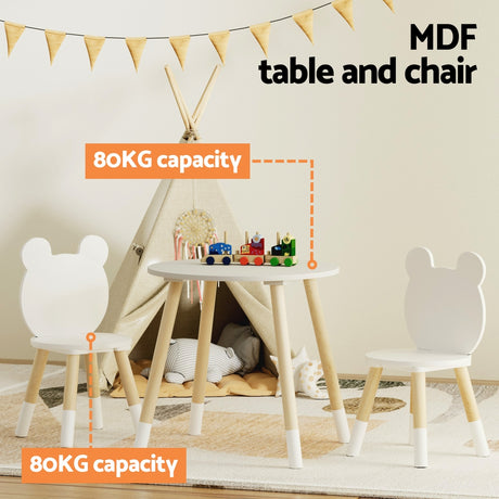 Kids Table and 2 Chairs Set, White