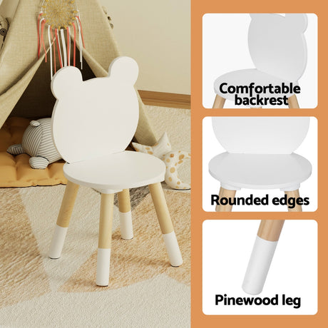 Kids Table and 2 Chairs Set, White