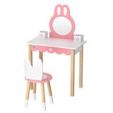 Kids bunny dressing table and stool set in pink