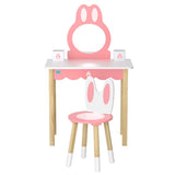 Kids bunny dressing table and stool set in pink