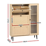 Artiss Pine Shoe Rack Cabinet with 3 Flip-Out Drawers and Fluted Glass Door — Allure Home Collections
