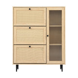 Artiss Pine Shoe Rack Cabinet with 3 Flip-Out Drawers and Fluted Glass Door — Allure Home Collections