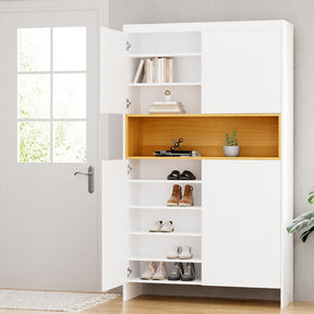 Emerson white nine tier shoe rack storage cabinet for large collections in an entryway