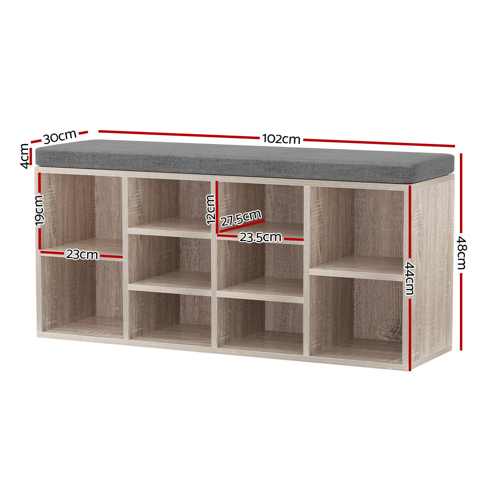 Artiss BOA Pine Shoe Rack Cabinet Bench — Fabric Seat, 2-in-1 Design — Allure Home Collections