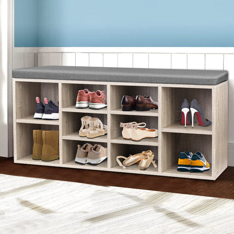 Artiss BOA Pine Shoe Rack Cabinet Bench — Fabric Seat, 2-in-1 Design — Allure Home Collections