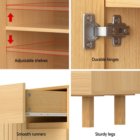 Artiss 130cm Modern Pine Buffet Sideboard