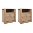 Pottsville Beach 2 Drawer Shelf Bedside Table, Oak 2pcs