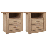 Pottsville Beach 2 Drawer Shelf Bedside Table, Oak 2pcs