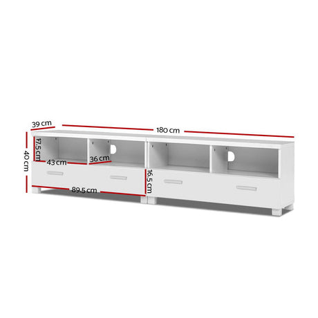 Artiss Eddie 180cm White TV Cabinet — Melamine Finish with Ample Storage — Allure Home Collections
