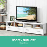 Artiss Eddie 180cm White TV Cabinet — Melamine Finish with Ample Storage — Allure Home Collections