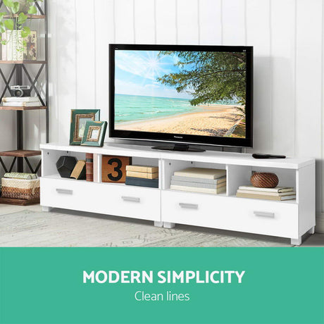 Artiss Eddie 180cm White TV Cabinet — Melamine Finish with Ample Storage — Allure Home Collections