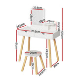 Keezi Kids Dressing Table and Chair Set with Mirror and Drawers — Pinewood Legs — Allure Home Collections