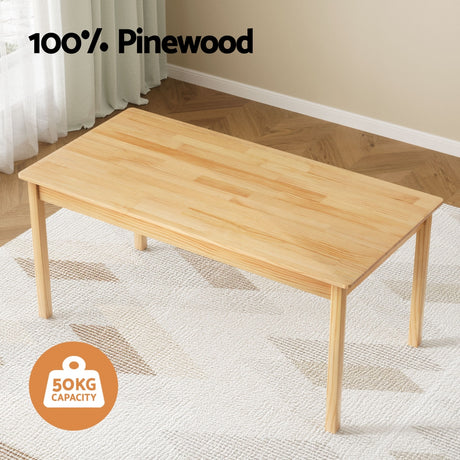 Keezi Kids Table and 2 Chairs Set — 100% Pinewood, Natural — Allure Home Collections