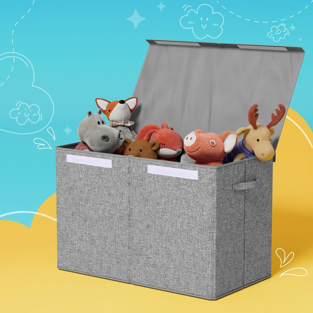 Large Toy Box Chest with Flip Top Lid, Grey