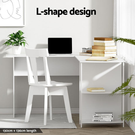 Lyons Office Desk, White 136cm