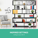 Artiss RIVA Black 6-Tier Bookshelf
