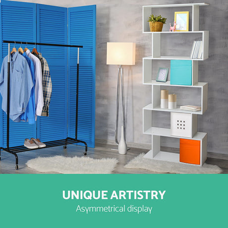 Artiss RIVA White 6-Tier Bookshelf