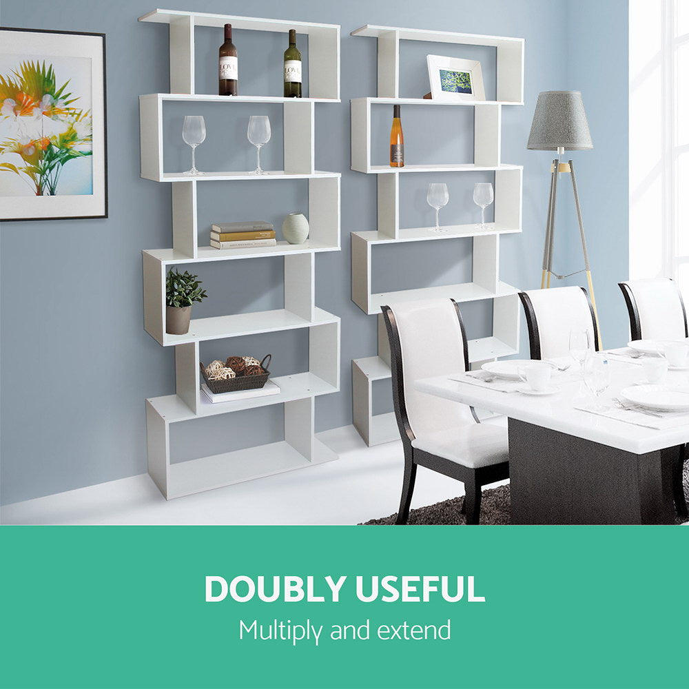 Artiss RIVA White 6-Tier Bookshelf
