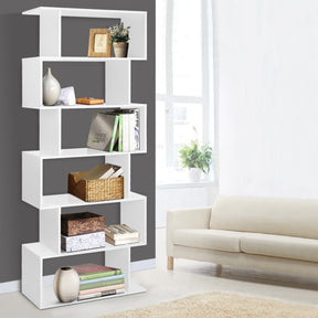 Wallingford white 6 tier S shaped display bookshelf