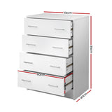 Artiss ANDES 4-Drawer Chest of Drawers in White — Allure Home Collections
