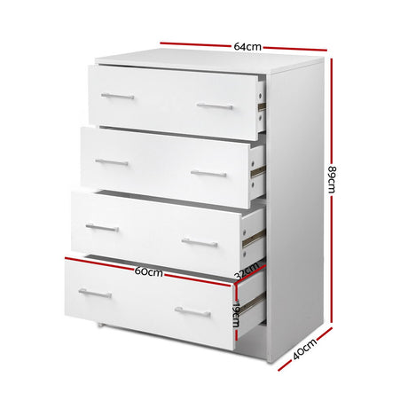 Artiss ANDES 4-Drawer Chest of Drawers in White — Allure Home Collections