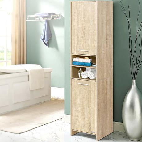 Moorak Tall Bathroom Tallboy, Oak image 1