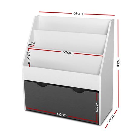 Keezi 3-Tier Kids Bookshelf and Magazine Rack — Integrated Toy Organiser — Allure Home Collections
