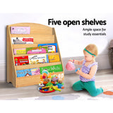 Keezi 5-Tier Kids Bookshelf and Magazine Organiser — Natural — Allure Home Collections
