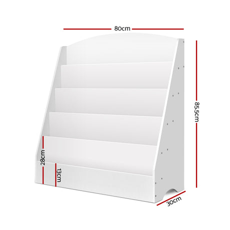 Keezi 5-Tier Kids Bookshelf and Magazine Organiser — White — Allure Home Collections