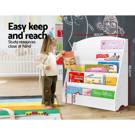 Keezi 5-Tier Kids Bookshelf and Magazine Organiser — White — Allure Home Collections