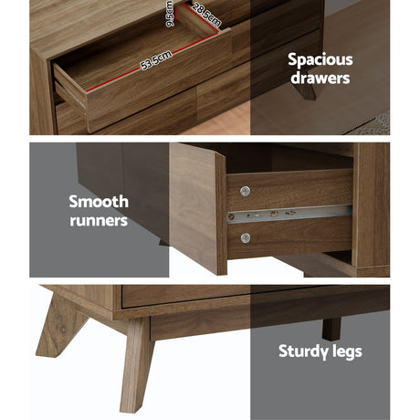 Walnut 6-Drawer Modern Chest of Drawers