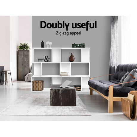 Artiss NINA White 3-Tier Zig-Zag Bookshelf