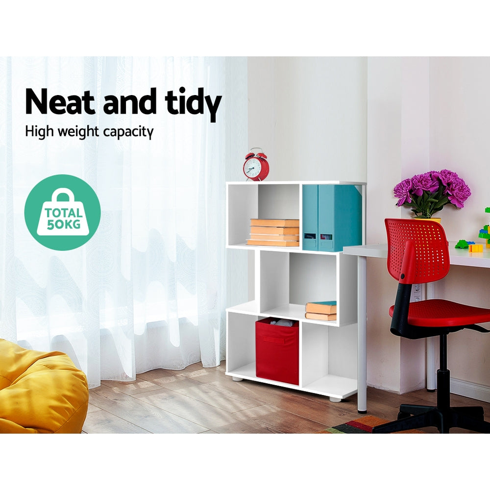 Artiss NINA White 3-Tier Zig-Zag Bookshelf