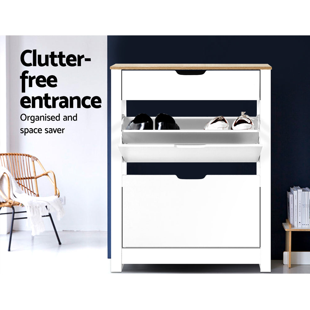 Artiss ANA 16-Pair White Shoe Rack Cabinet — Modern Contemporary Design — Allure Home Collections