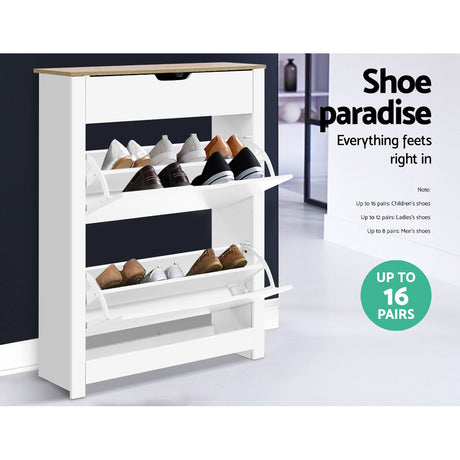 Artiss ANA 16-Pair White Shoe Rack Cabinet — Modern Contemporary Design — Allure Home Collections