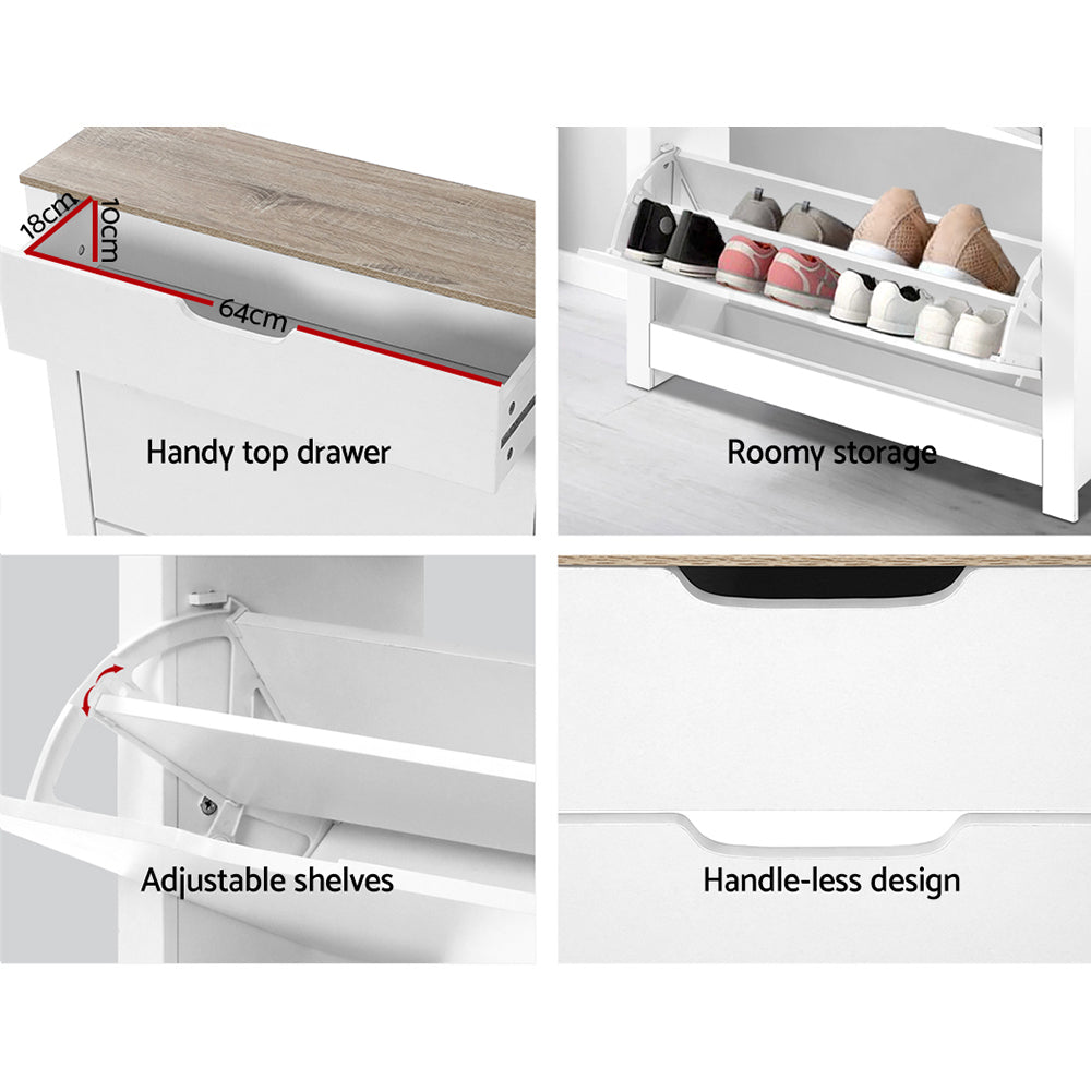 Artiss ANA 16-Pair White Shoe Rack Cabinet — Modern Contemporary Design — Allure Home Collections