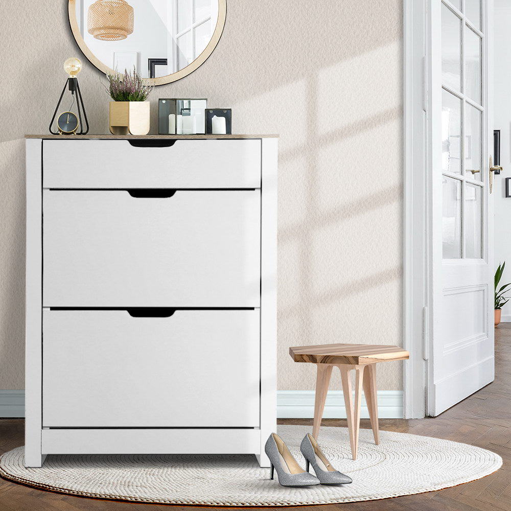 Artiss ANA 16-Pair White Shoe Rack Cabinet — Modern Contemporary Design — Allure Home Collections