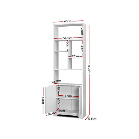 Artiss GINA White Bookshelf with Cabinet
