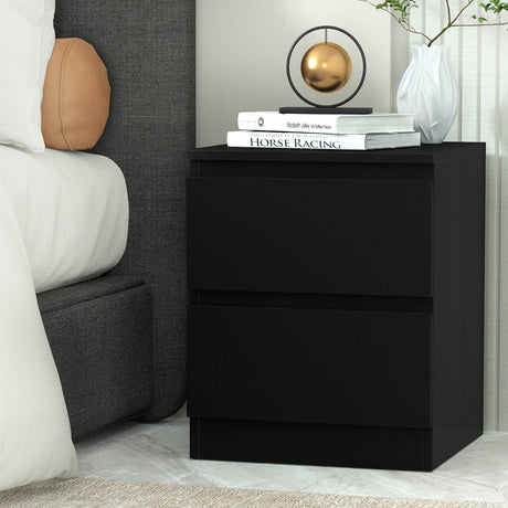 Alstonville 2 Drawer Bedside Table, Black