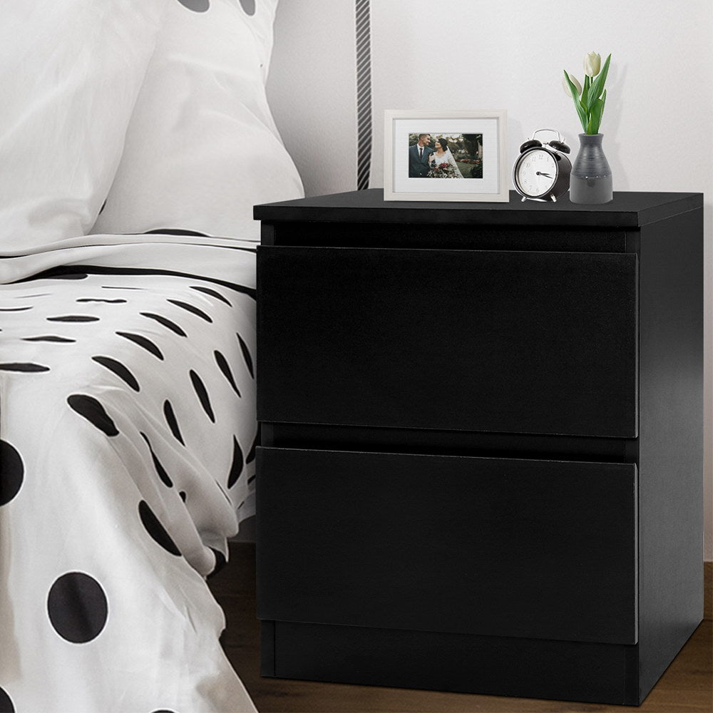 Alstonville 2 Drawer Bedside Table, Black