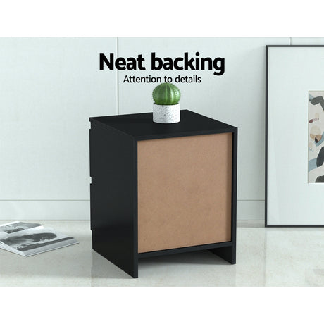 Alstonville 2 Drawer Bedside Table, Black 2pcs