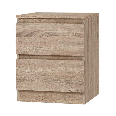 Artiss PEPE Compact Bedside Table with 2 Drawers — White and Oak — Allure Home Collections
